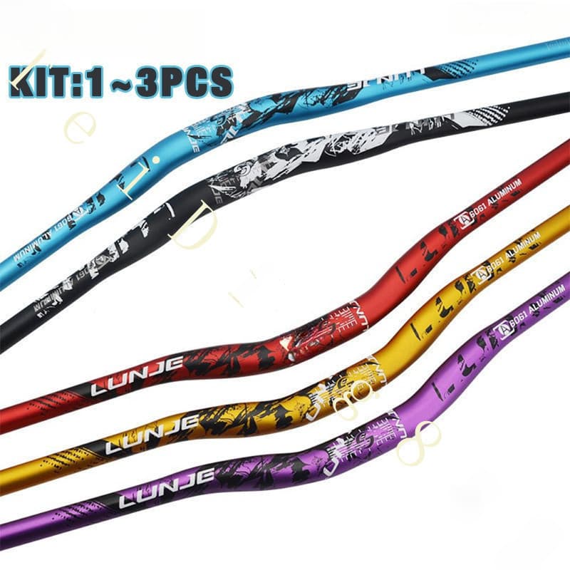 Enviado hoje LUNJE Guiador de bicicleta em liga de alumínio 318mm780mm Guiador de Mountain Bike Inferno Vermelho Azul Ou