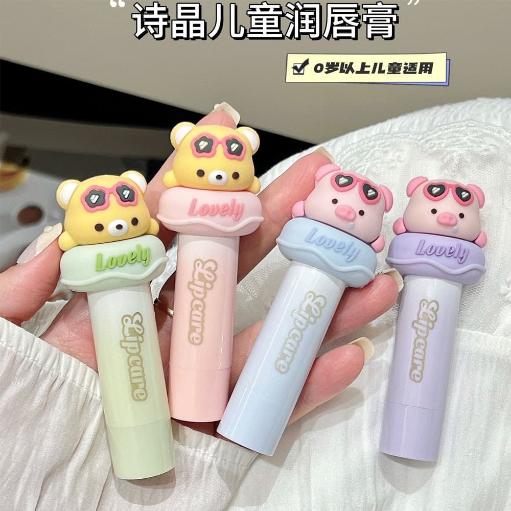 Bálsamo labial infantil de desenho animado, incolor, outono inverno, hidratante, hidratante, Anti-rachadura, reparação,