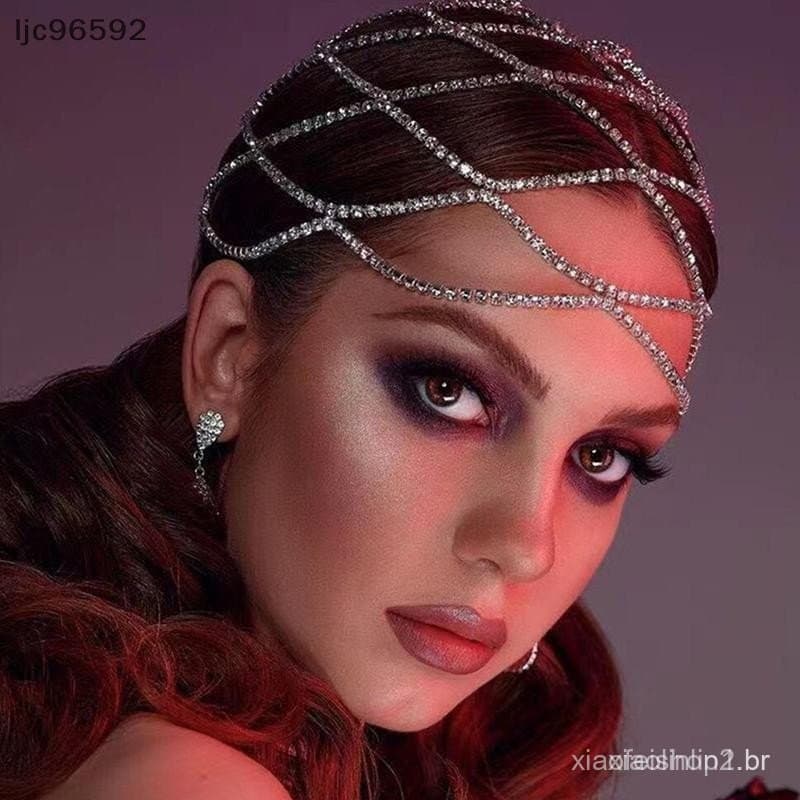 [ljc] 1 Peça De Malha De Strass Oco Para Cabeça De Casamento Joias Mulheres Boné De Cristal De Luxo Acessórios Cabelo [B