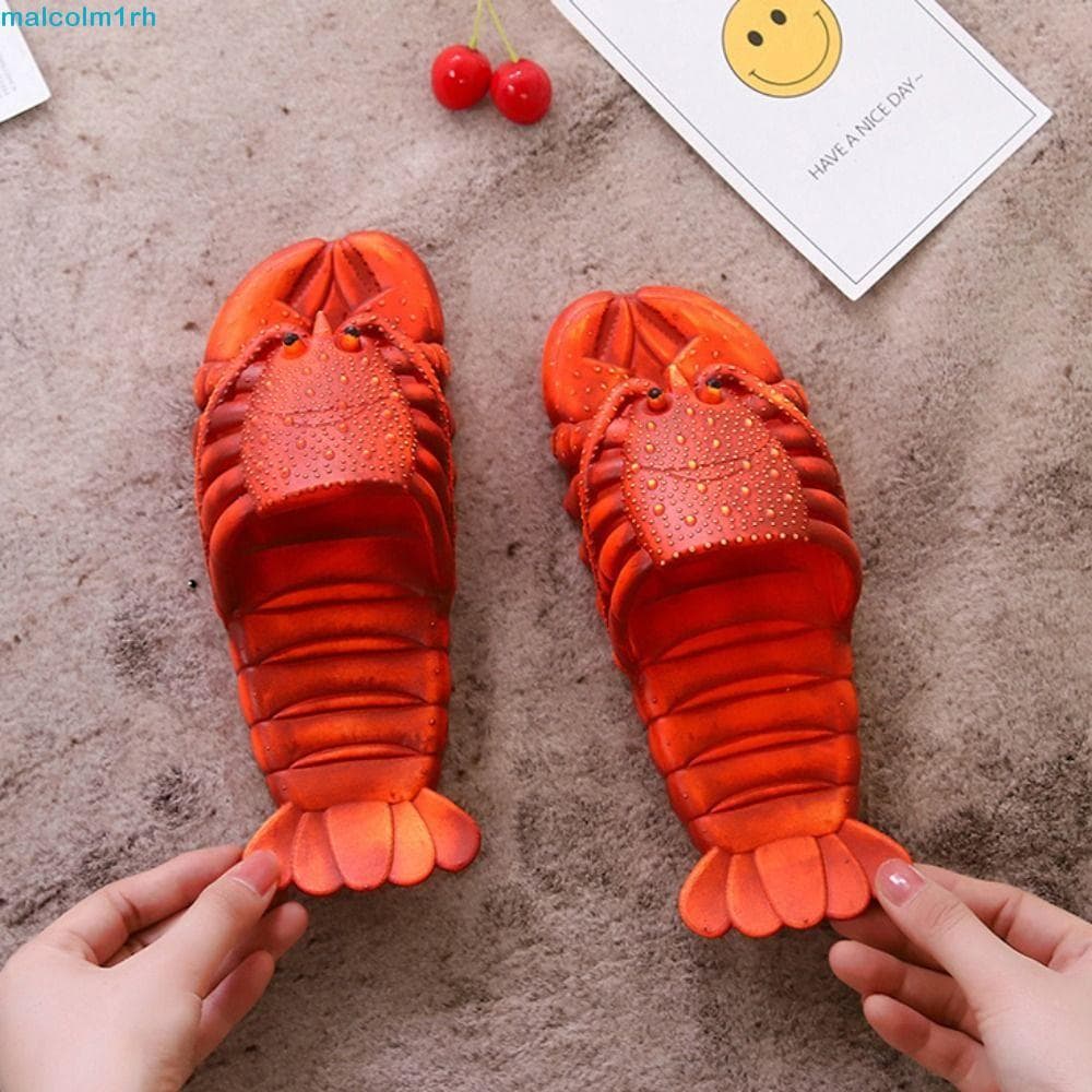 Chinelos De Lagosta MALCOLM , Engraçados Antiderrapantes De Camarão De Desenho Animado , Sapatos De Praia Femininos E Ma