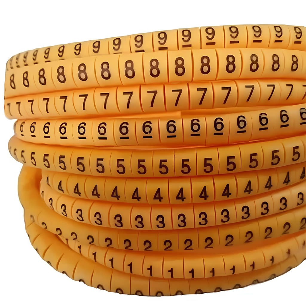 1000 PCS ANILHA PARA CABO 2,5 A 4MM EC1 NUMEROS PARA IDENTIFICACAO ELETRICA