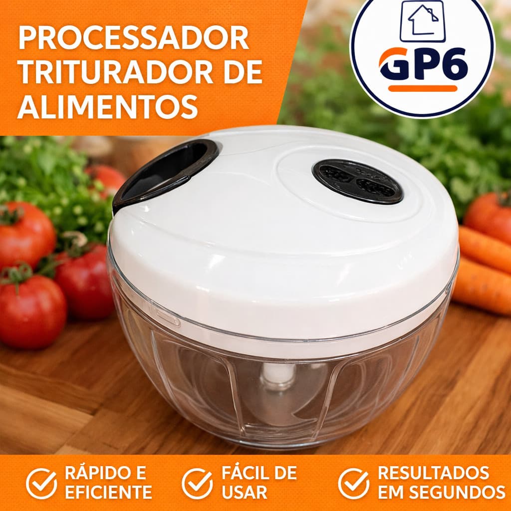Mini Processador Manual de Alimentos Triturador 3 Lâminas 500ml Grande Cor Aleatória