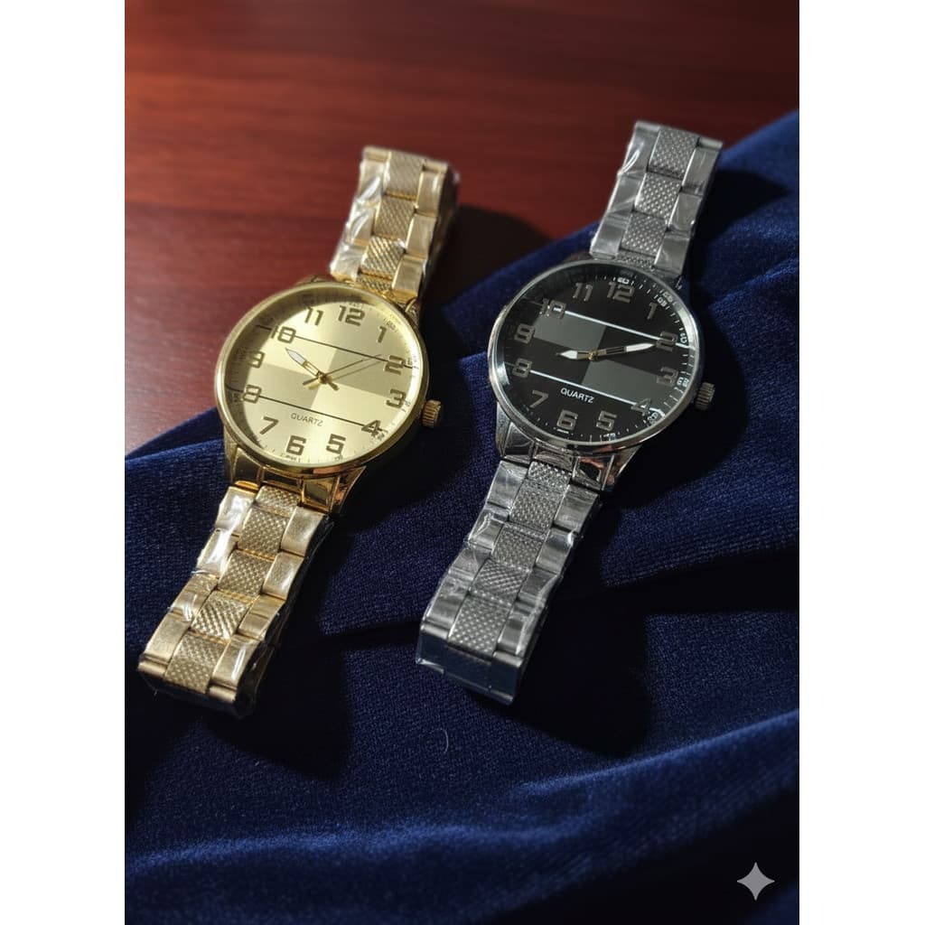 RELÓGIO MASCULINO DOURADO OU PRATA - ELEGANTE COM DETALHES
