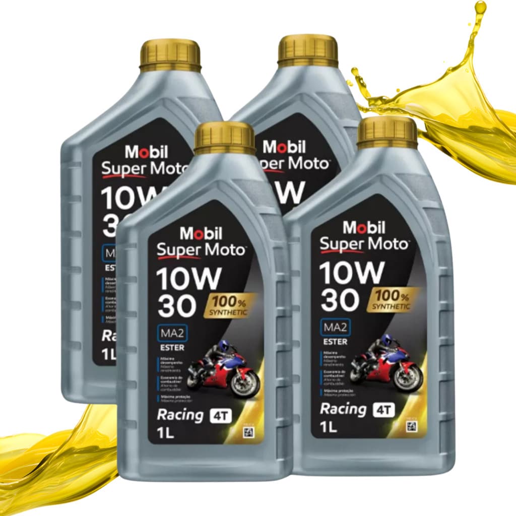 Óleo motor Mobil 100% Sintético 10W-30 Para Moto Quadriciclo