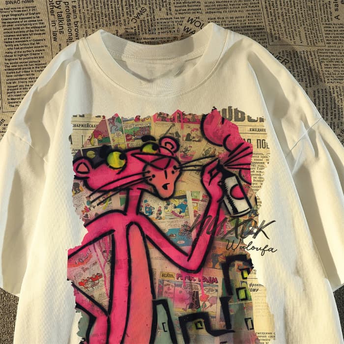 Camisa Camiseta Algodao Premium Pantera Cor De Rosa Desenho Varias Variaçao Moda Verao