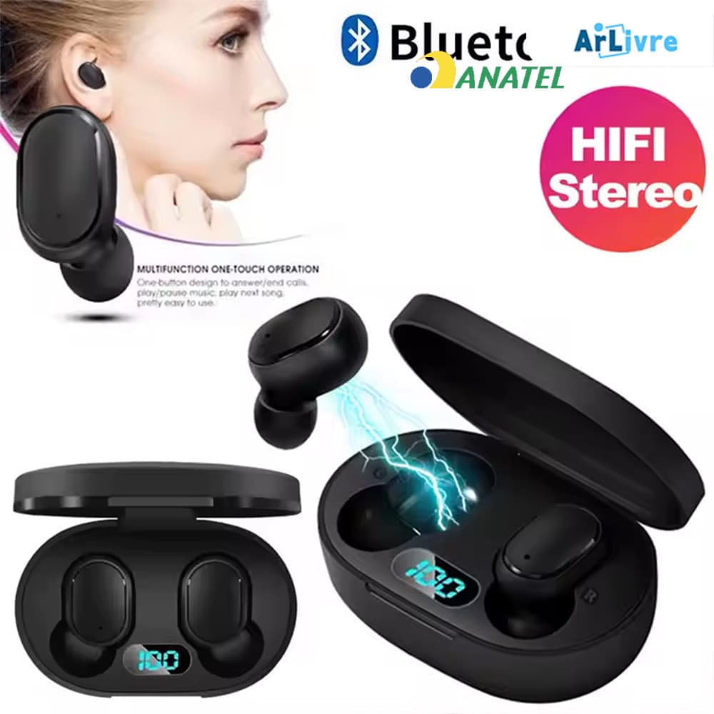 Fone de ouvido sem fio E6s/A6S Tws Bluetooth 5.0 Tws com tela LED Digital