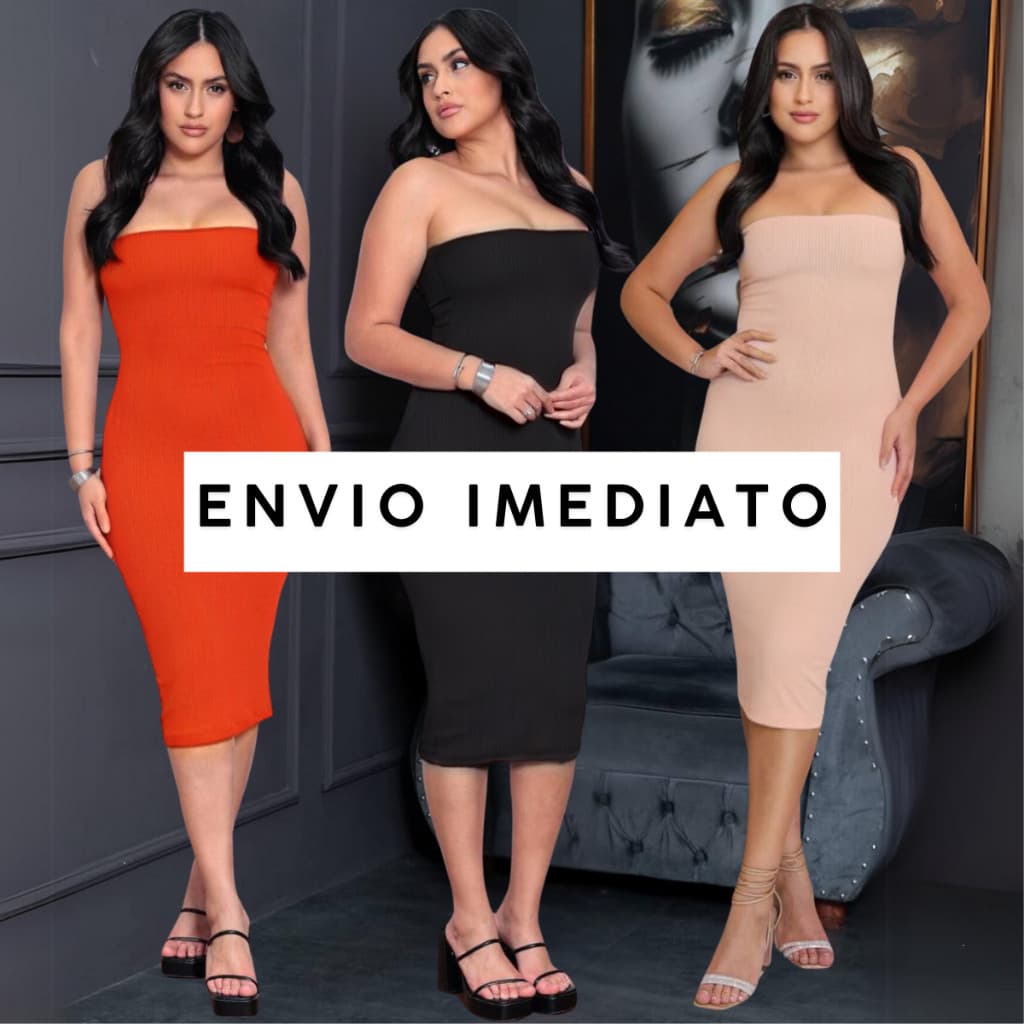 Kit 3 Vestidos Feminino Tubinho Tomara que Caia Canelado Varias Cores Anarruga Kardashian Moda Gringa