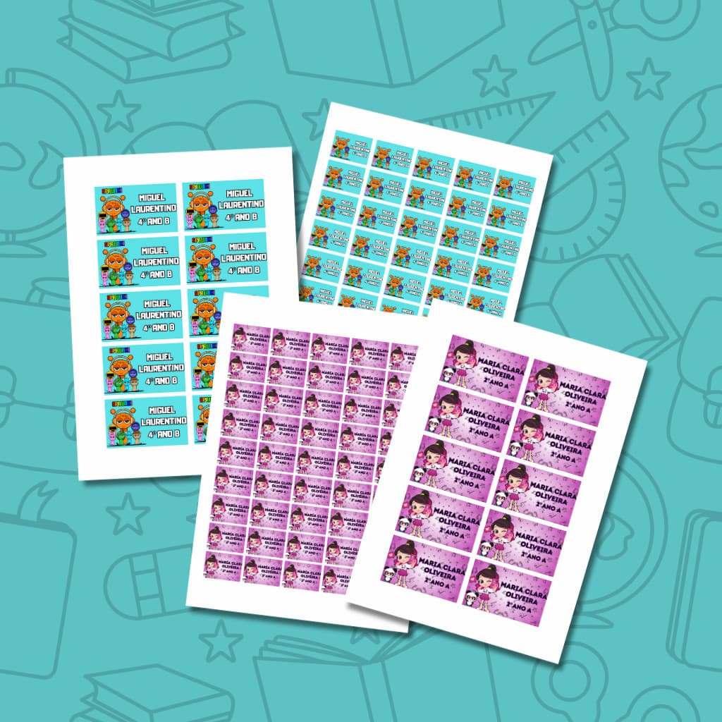 Etiqueta Escolar Personalizada Com Nome - Kit Berçário 100 adesivos | Vários Temas | Vários Tamanhos