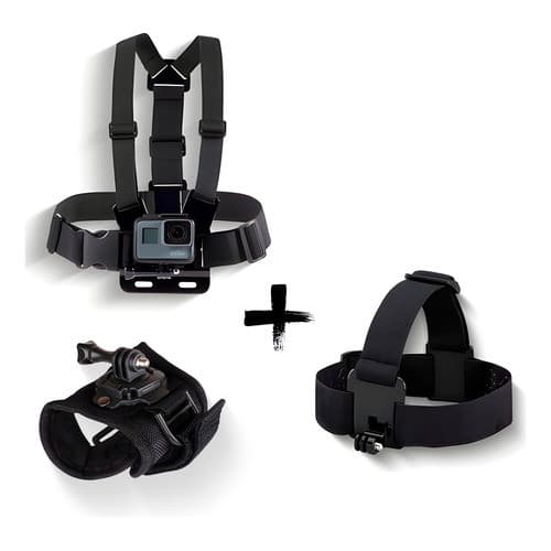 Kit Suporte Cinta Cabeça/Peito/Mão P Gopro E Outras Cameras de Ação