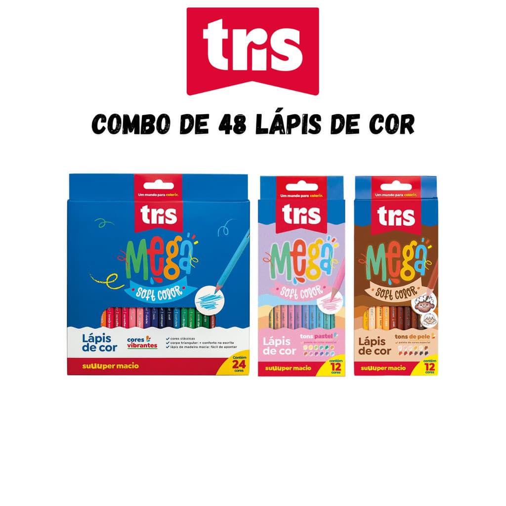 Combo de Lápis de Cor Mega Soft Color - Tris - Leve mais por menos