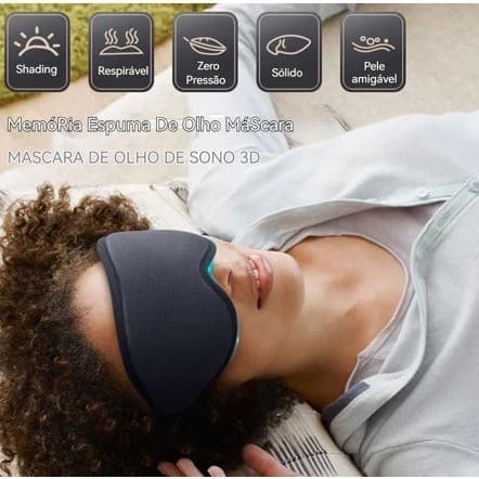 Máscara de Dormir 3D Tapa Olho Confortável Bloqueio Total de Luz Espuma Macia Sem Pressão – Premium
