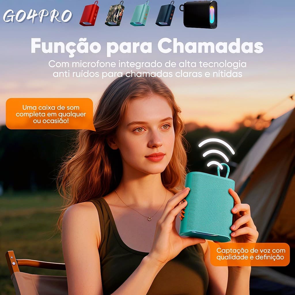 Caixa de Som Bluetooth Go 4 Pro - Portátil À Prova d'Água Longa Duração | Ideal para Esportes Praia e Outdoor
