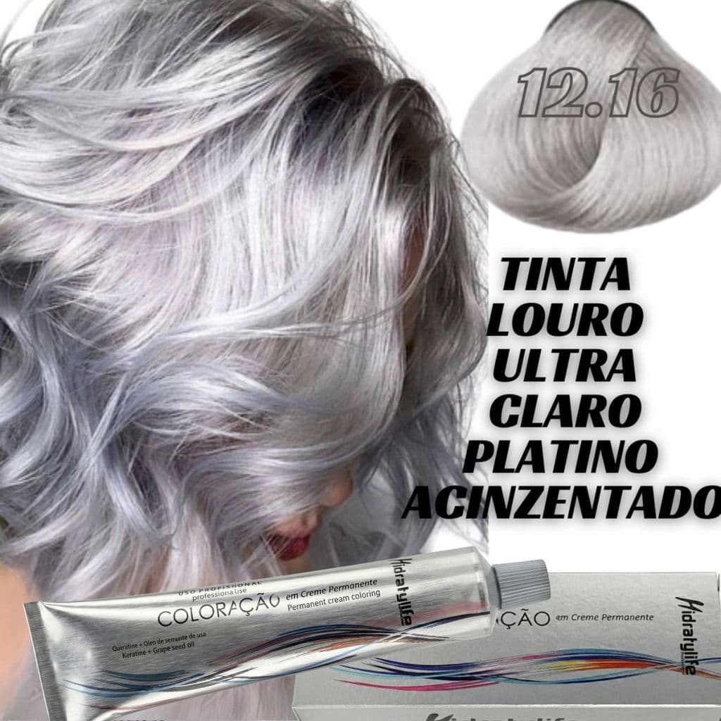 Cabelo Platinado em Casa | Tinta Platinum Cinza Loiro 12.16 | Brilho e Maciez Garantidos