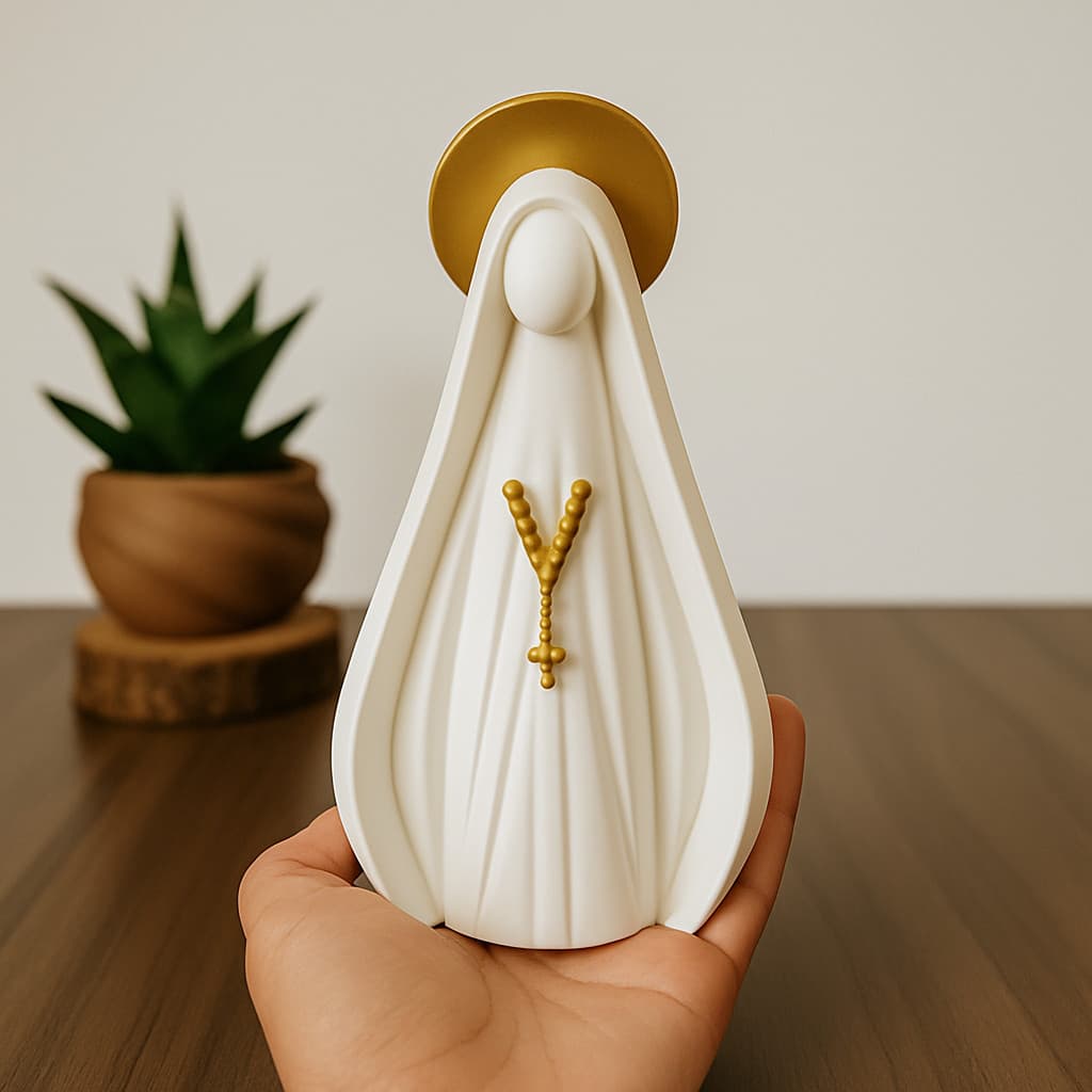 Escultura Nossa Senhora Aparecida Minimalista Decorativa 15cm Quarto Sala Religioso