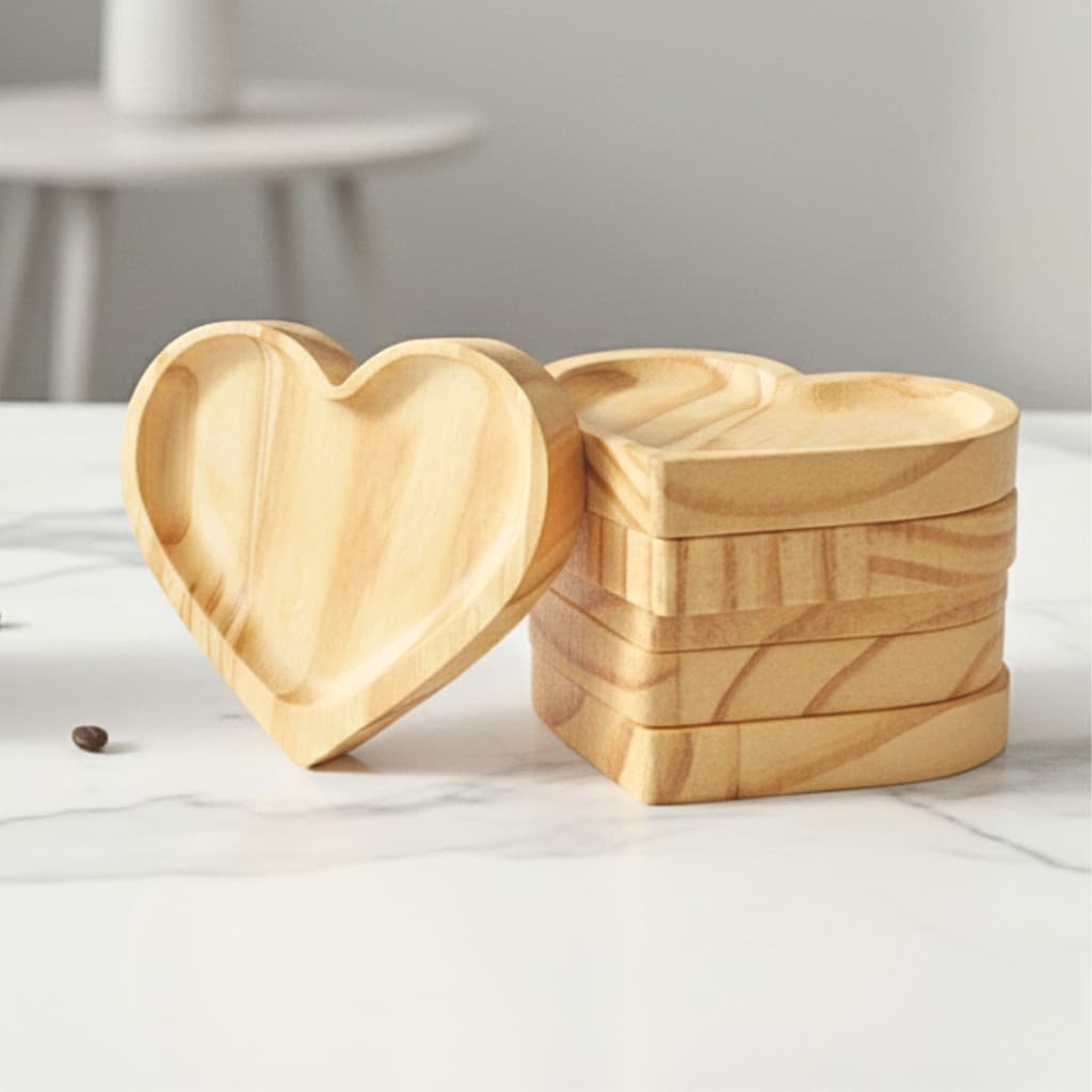 Kit 35 Pires Coração Mesa Posta Café Cozinha Madeira Pinus