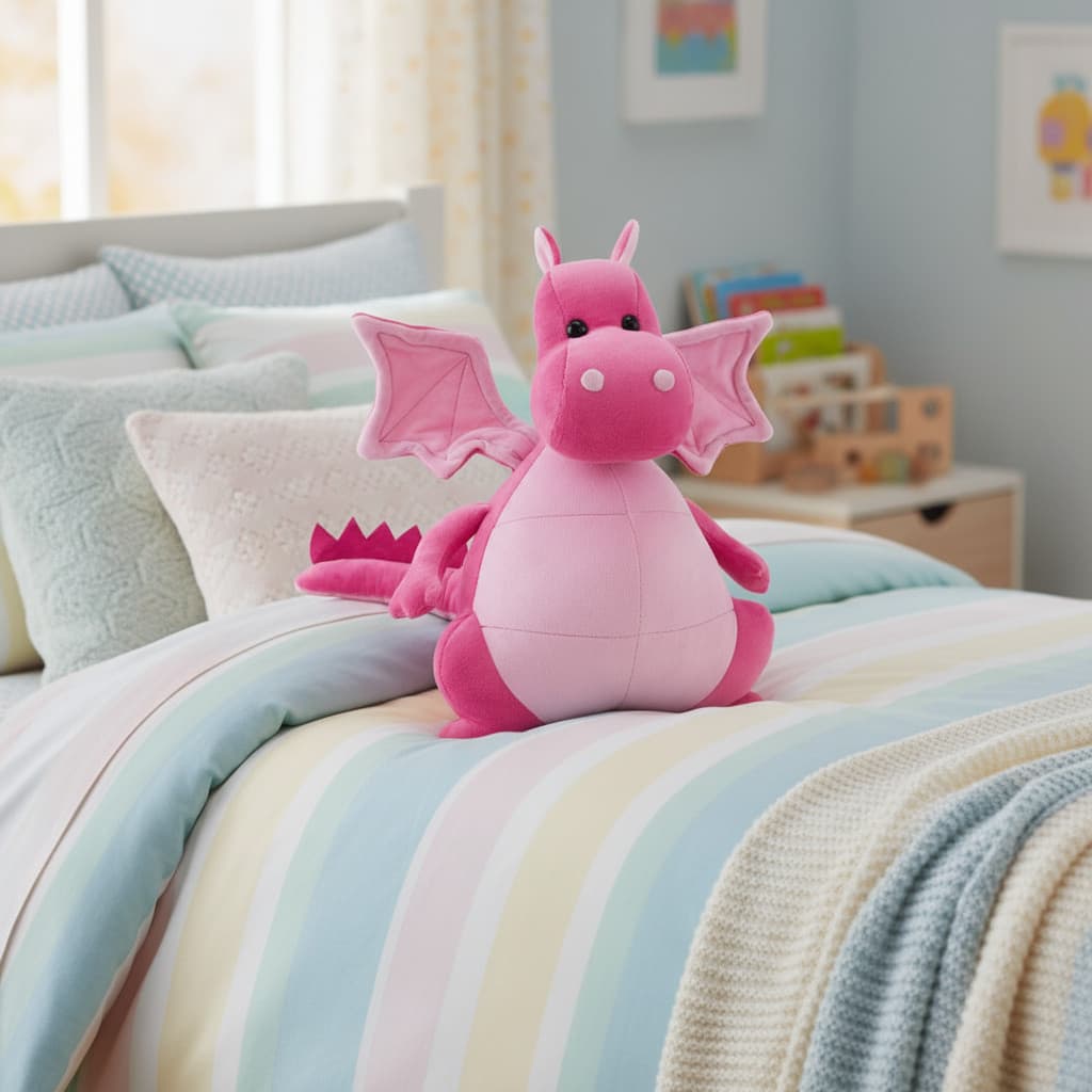 Dragão De Pelúcia Decoração Infantil 32cm Rosa
