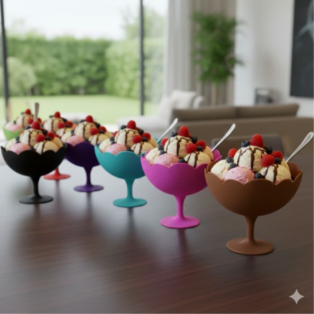 Conjunto 4 Taças De Plástico para Sobremesa Doces Saladas De Frutas Pudim Açaí Sorvete