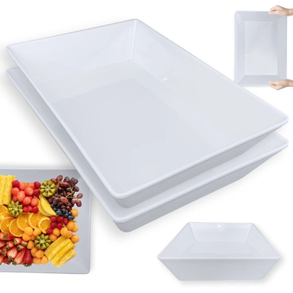 2 Peças Tigelas Fundas para Buffet Restaurante 35cm Profissional Melamina Branca Premium