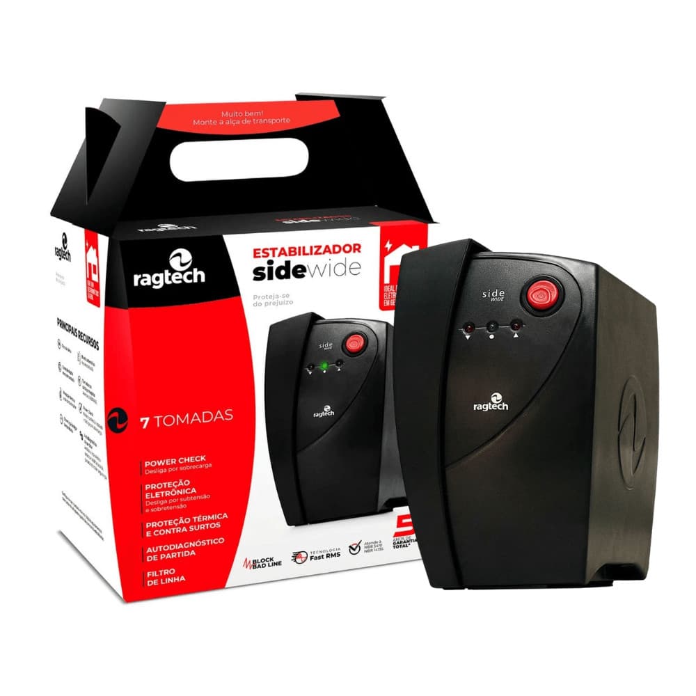 Estabilizador Ragtech SWE 1000VA Bivolt Proteção Avançada 7 Tomadas NBR14136