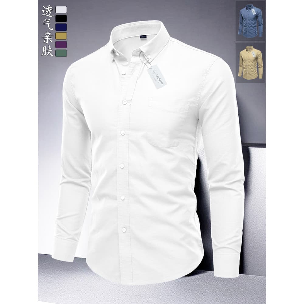 2026 primavera novo estilo de venda quente Oxford tecido puro algodão de manga comprida camisa masculina Casual jaqueta