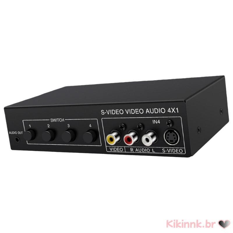 4x1 S Vídeo Som AV Switcher 4 Entrada 1 Saída Sinal