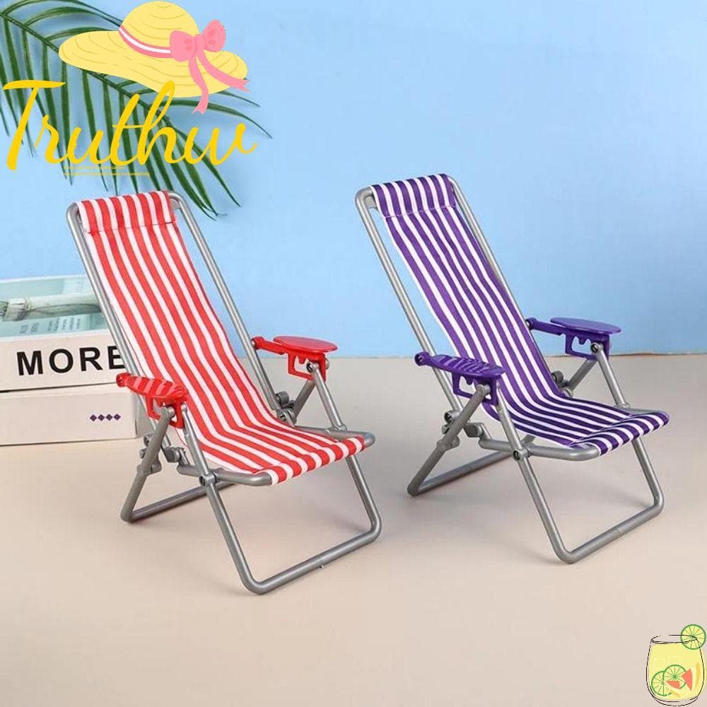 Modelo De Cadeira De Praia Dobrável TRUTHW , 12 * 11 * 19.5 Cm 4 Cores 1/6 Casa De Bonecas , Mini Reclinável Casual