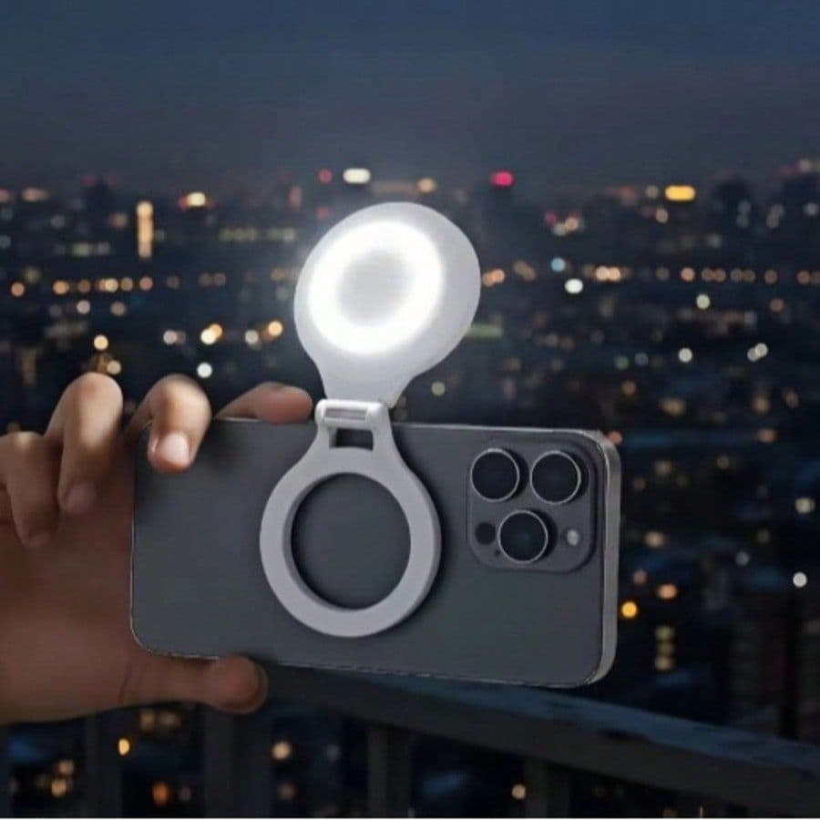 Luz de Selfie Magnética LED F8 – Portátil, Dobrável e com 3 Tons de Brilho P.QIU