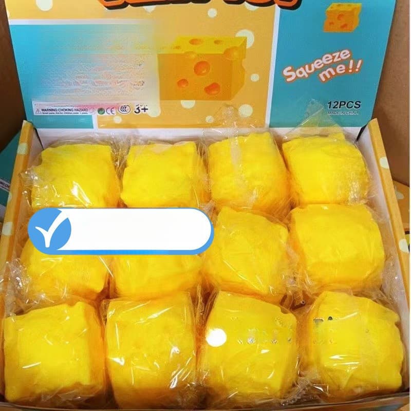 Brinquedo de Apertar Queijo Quadrado Simulação de Alimentos Brinquedo de Alívio de Estresse Moldável Bola de Ventilação