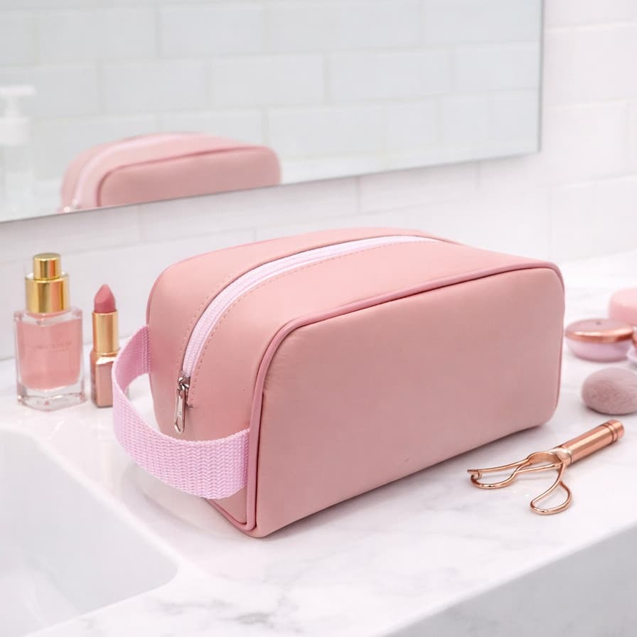 Necessarie Feminina - Bolsa de Mão Porta Maquiagem e Higiene Pessoal com Alça e Zíper Ideal Para Dia Dia e Viagem