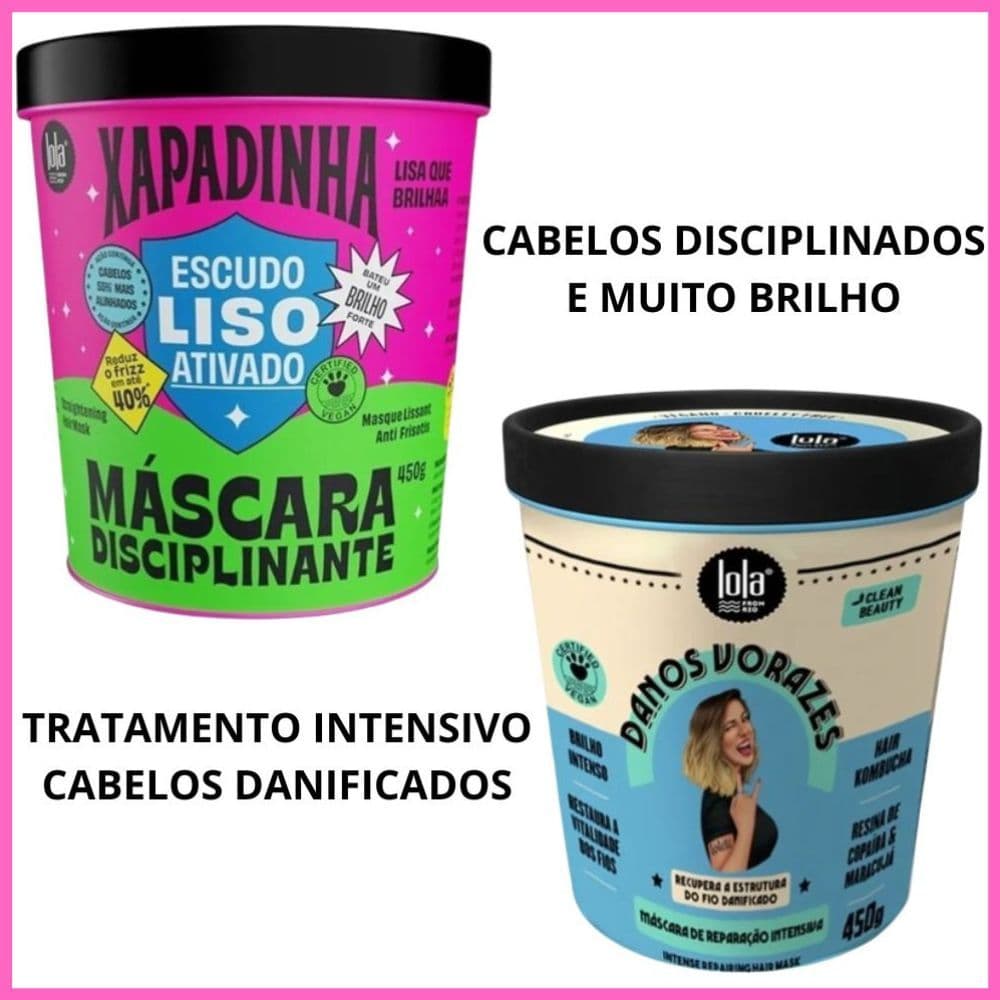 Kit Máscaras Lola: Xapadinha 450g + Danos Vorazes 450g – Tratamento Completo para Cabelos Danificados!