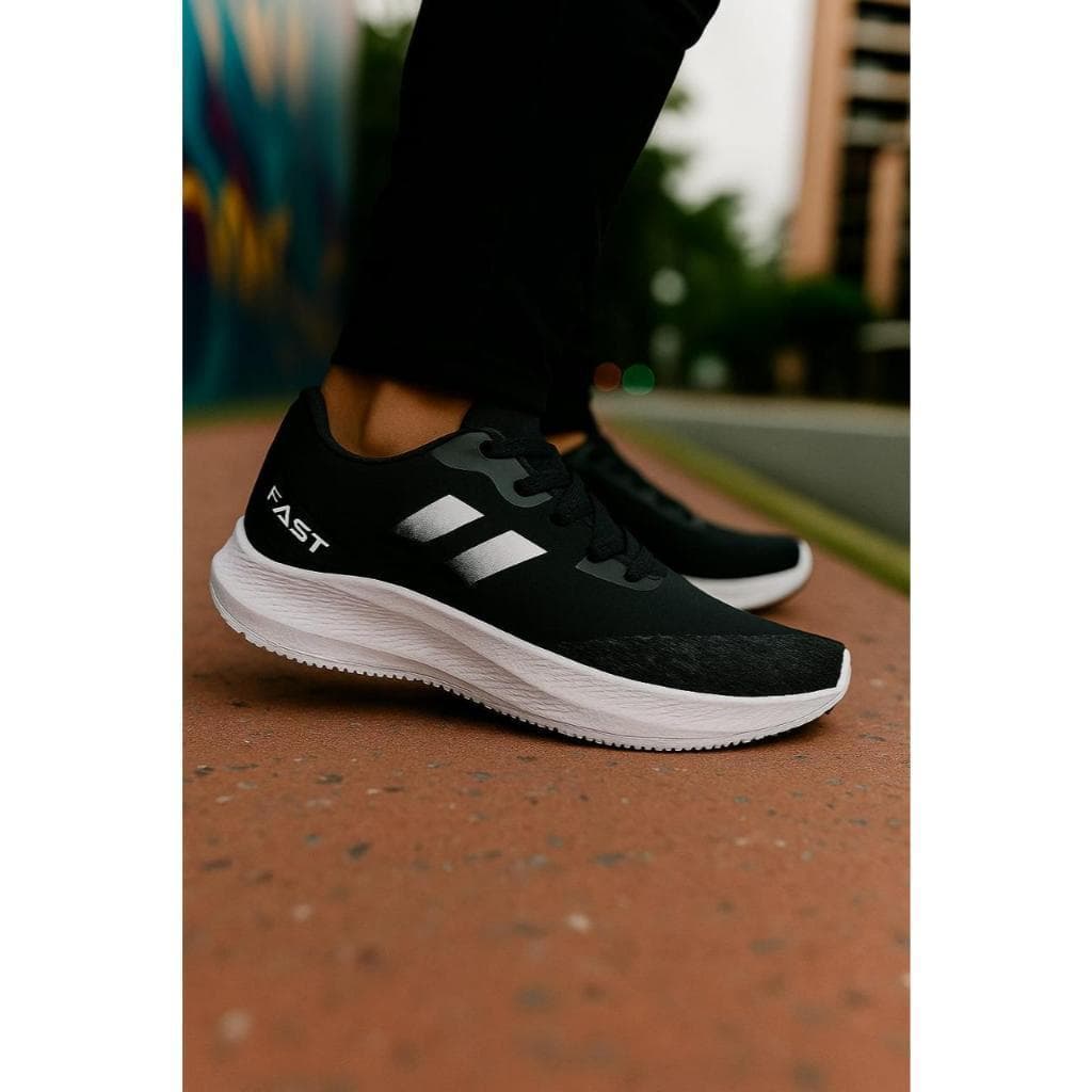 Tênis Esportivo Unissex Preto com Detalhe Branco Leve e Confortável #HOPEVENDAS
