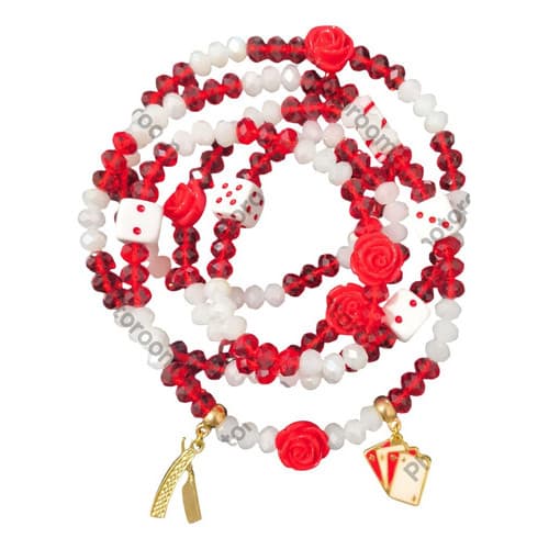 Guia Maria Navalha Malandra Cristal De Vidro 8mm Fio De Contas 60cm Vermelho E Branco Com Firma E Pingente