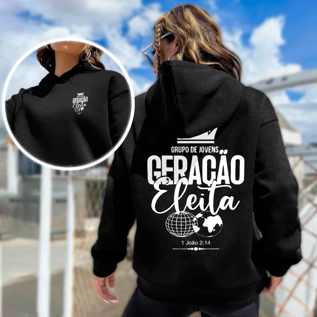 Moletom Feminino Geração Eleita Frase Bíblica Estampa Linda Para Garotas de Fé Ativa