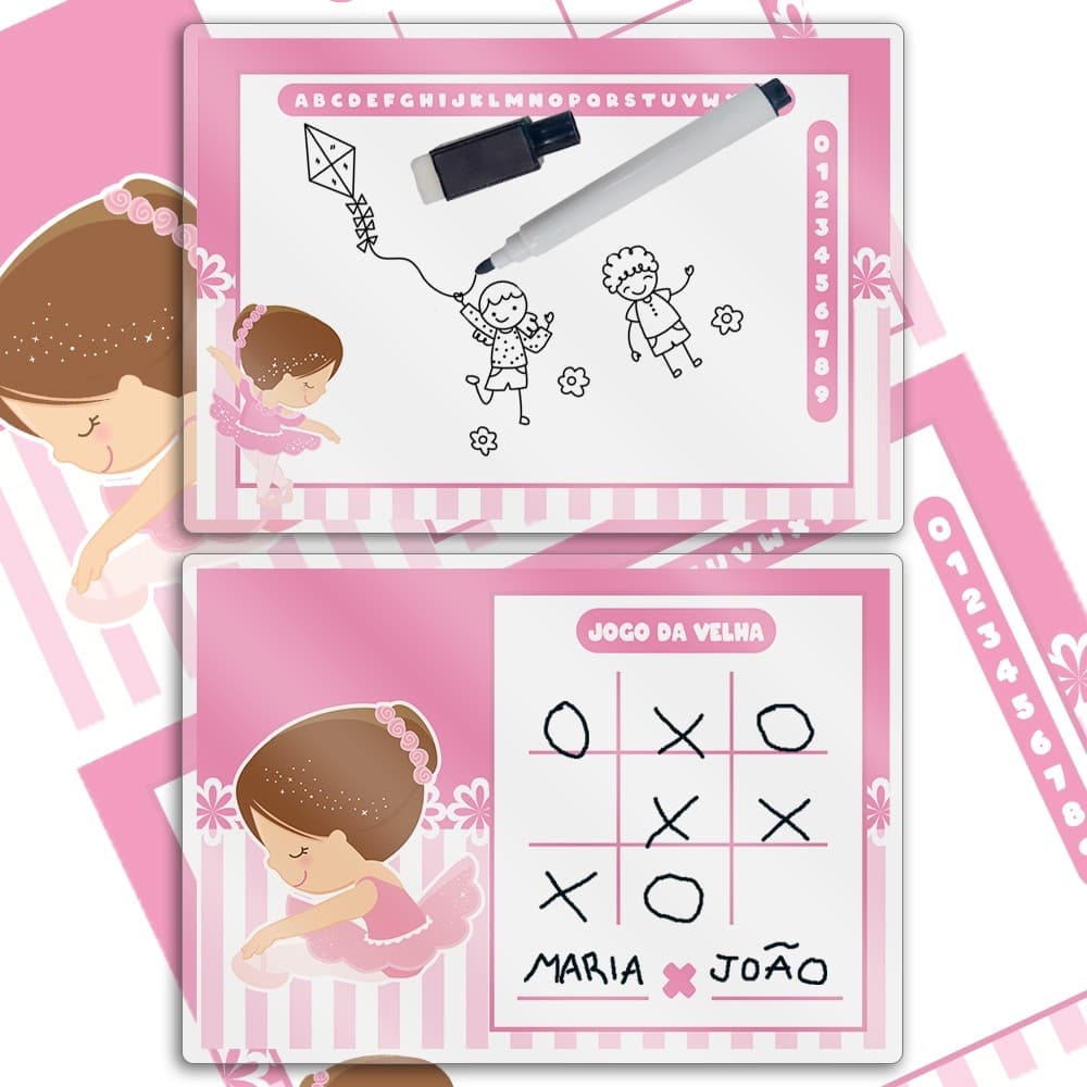 Kits 15 Lousa Mágica Mais Caneta Com Apagador Lembrancinhas Festas Infantil Bailarina Envio JÀ