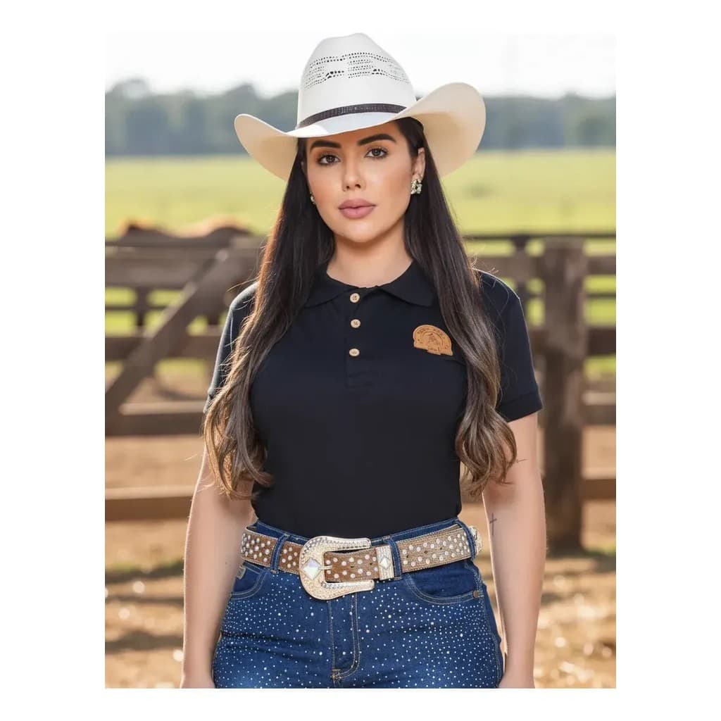 Camiseta Feminina Polo Country Baby Look Estampa Muladeiros