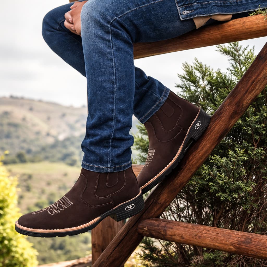 Botina Masculina Bota Camurça Elegante Confortável - LANÇAMENTO Country 2026