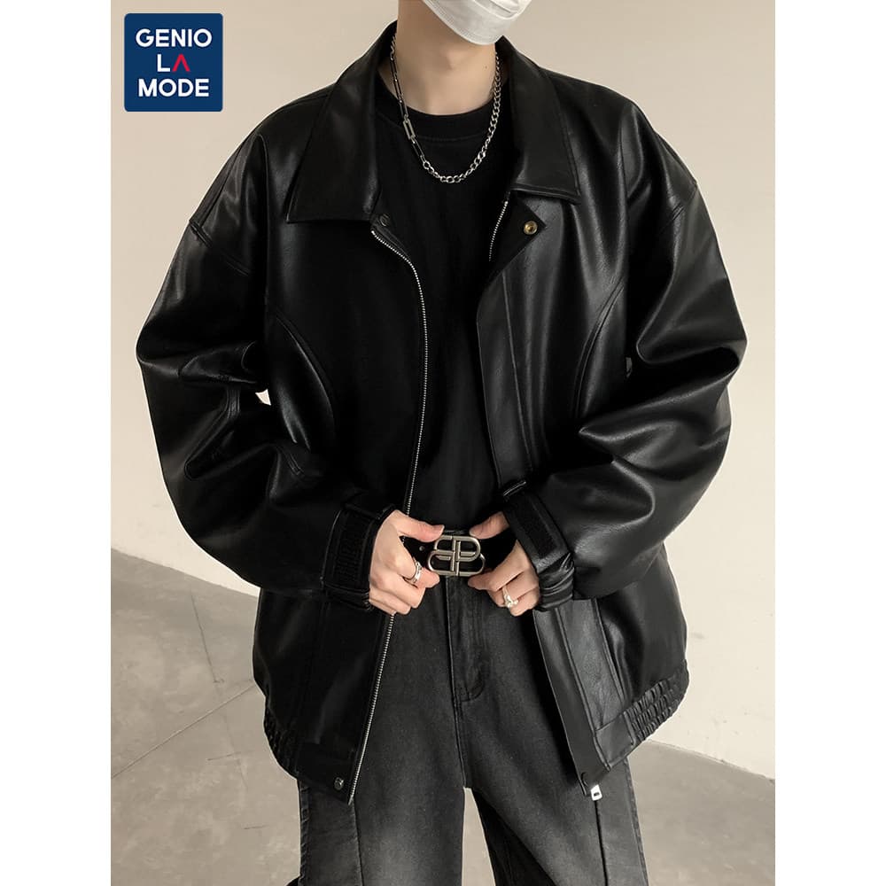 GENIOLAMODE Jaqueta De Couro Homens Motocicleta Americana 25 Inverno Forro De Lã Roupas Masculinas Ruffian Bonito Jaquet