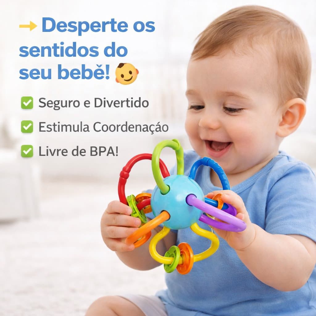 Mordedor Chocalho Fruit Ball Sensorial Macio Divertido Para Bebê Estimula Coordenação e DentiçãoTop