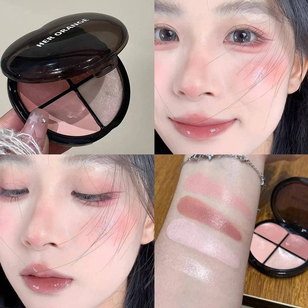 A beleza leve entenderá!Quatro cores Blush creme iluminador hidratante água cor brilhante batom sombra alto brilho multi