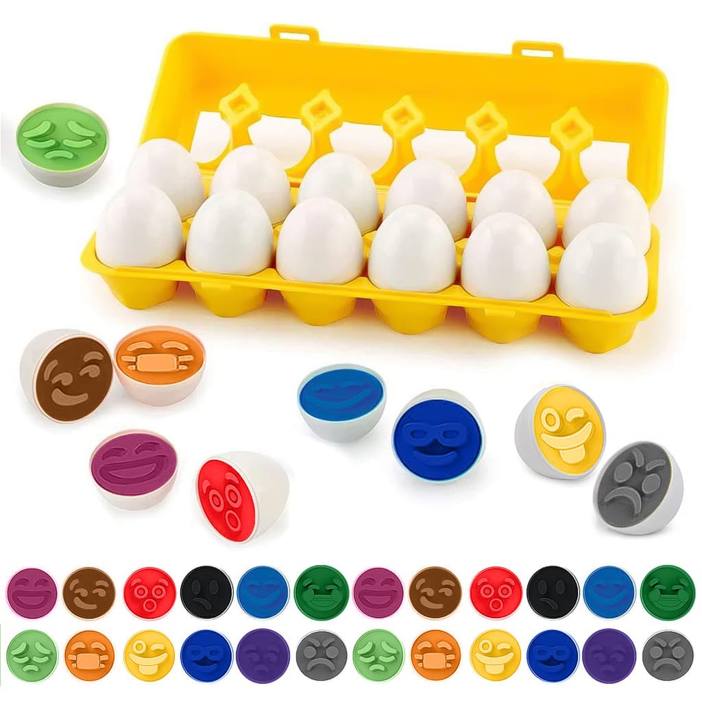 Brinquedo Educativo Montessori Ovos De Encaixe Formas E Cores Kit 12 Unidades Coordenação Motora Fina STEM
