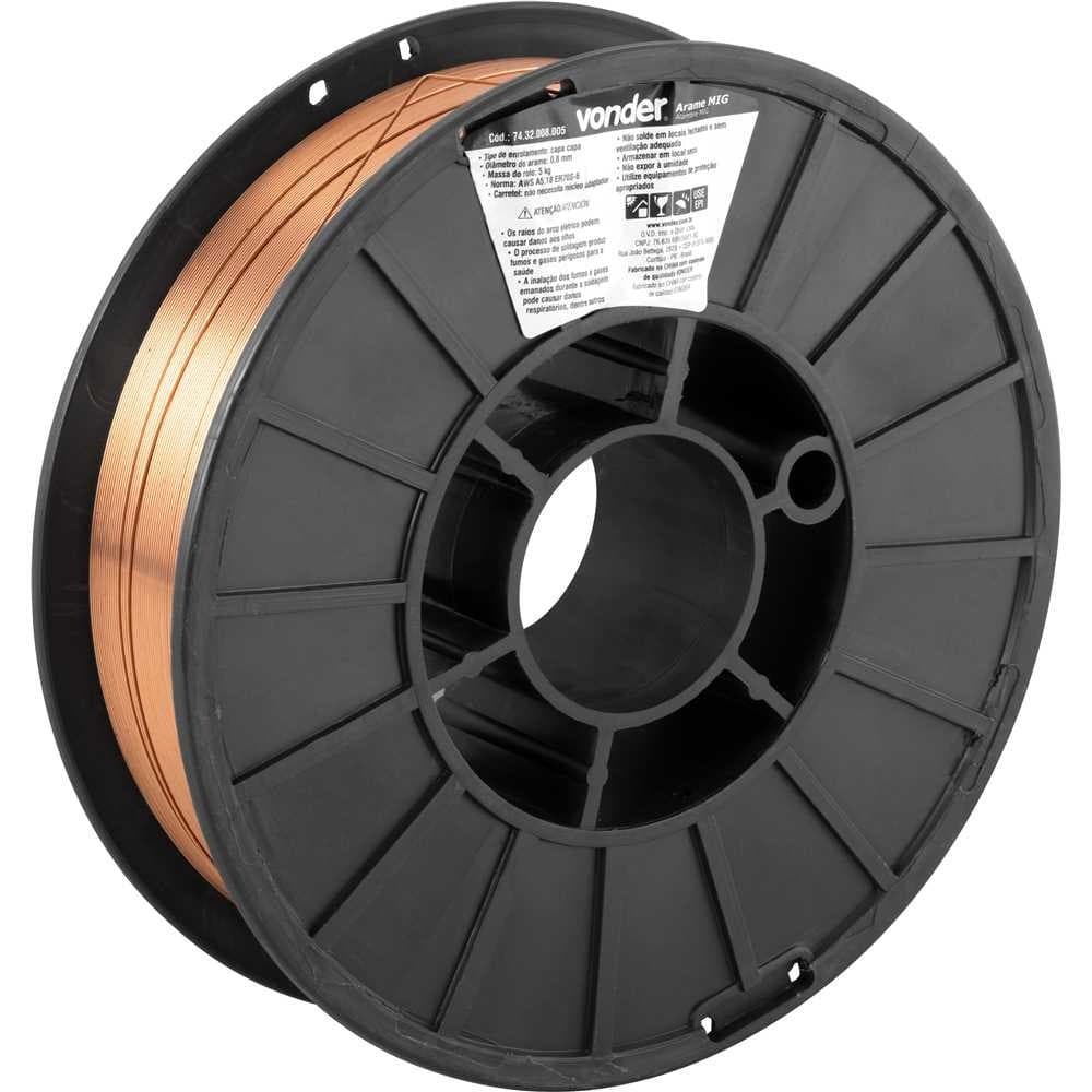 ARAME SOLDA MIG 0,8MM 5KG USO COM GÁS VONDER