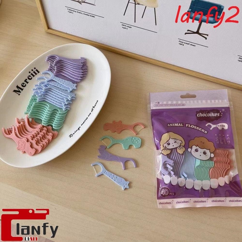 LANFY 40pcs Bastão De Fio Dental Animal Infantil , Palitos Descartáveis Ultrafinos De Plástico Para Animais