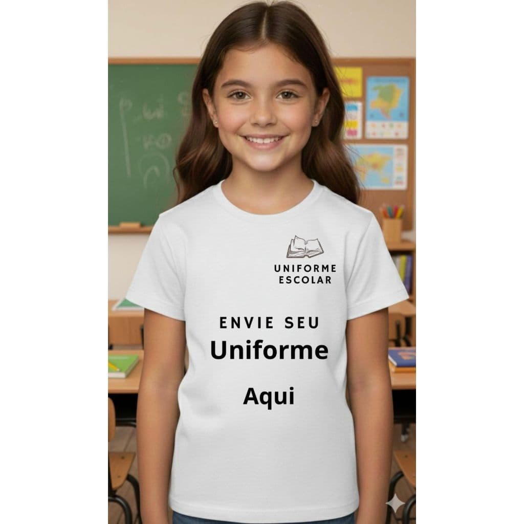 Camiseta Unissex Infantil Uniforme Escolar personalizado 100% algodão