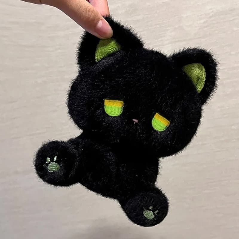 Boneca De Algodão Emo Gatinho Urso De Pelúcia Brinquedo Dos Desenhos Animados Fofo Gato Preto Confortável Fofinho Animal
