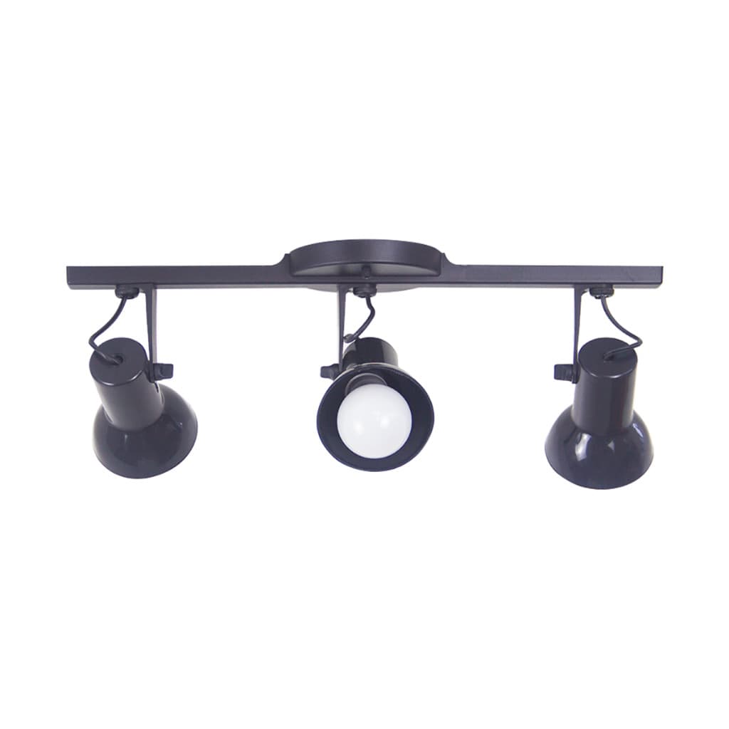 Luminaria de Teto Spot Trilho Triplo 3 Sobrepor Direcionável E-27 Preto
