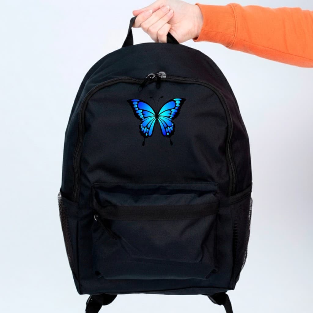 Mochila feminina Bolsa Escolar Trabalho Viagem Borboleta Azul