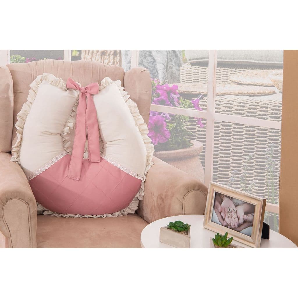 Almofada de Amamentação Menina Luxo Com Nervura/ Almofada com zíper e Babadinhos Para Seu Bebê