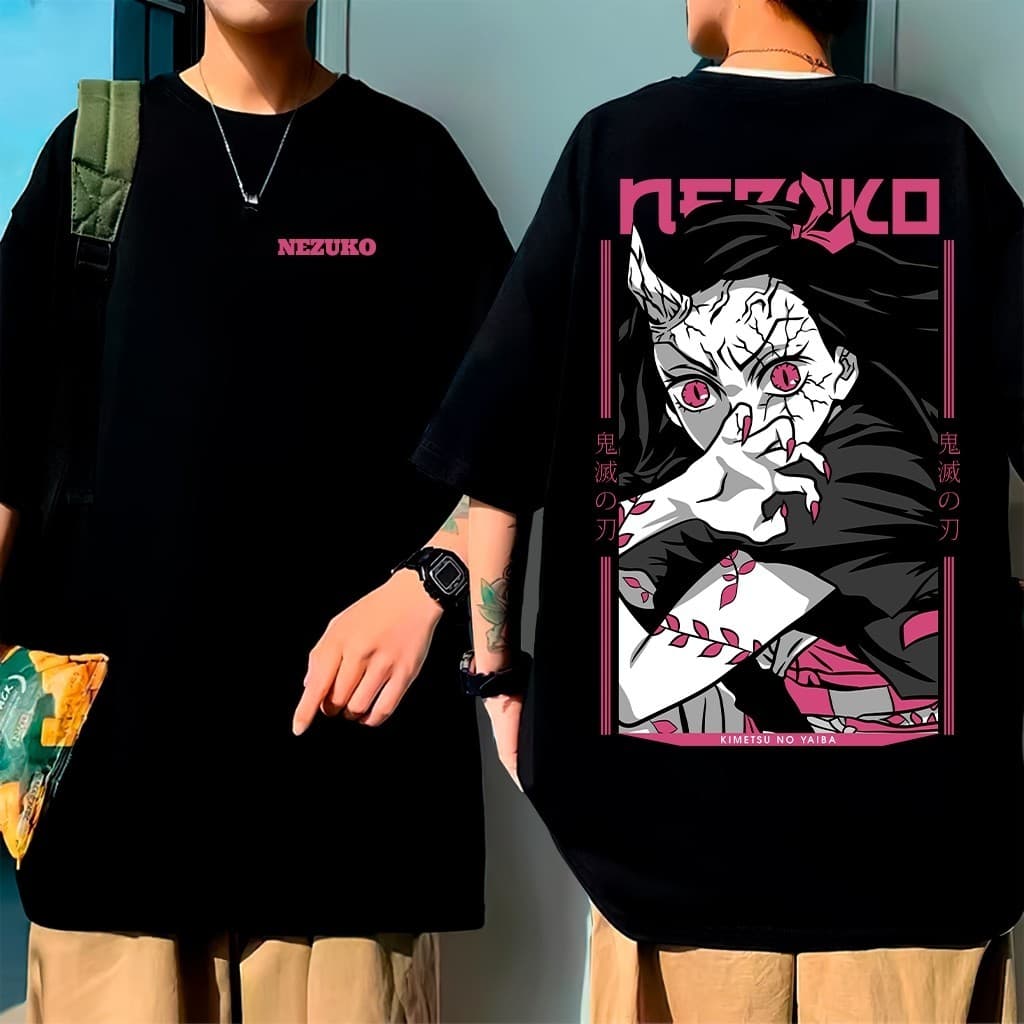 Camiseta de anime e mangá Nezuko Oni, unissex, 100% algodão premium, gola redonda