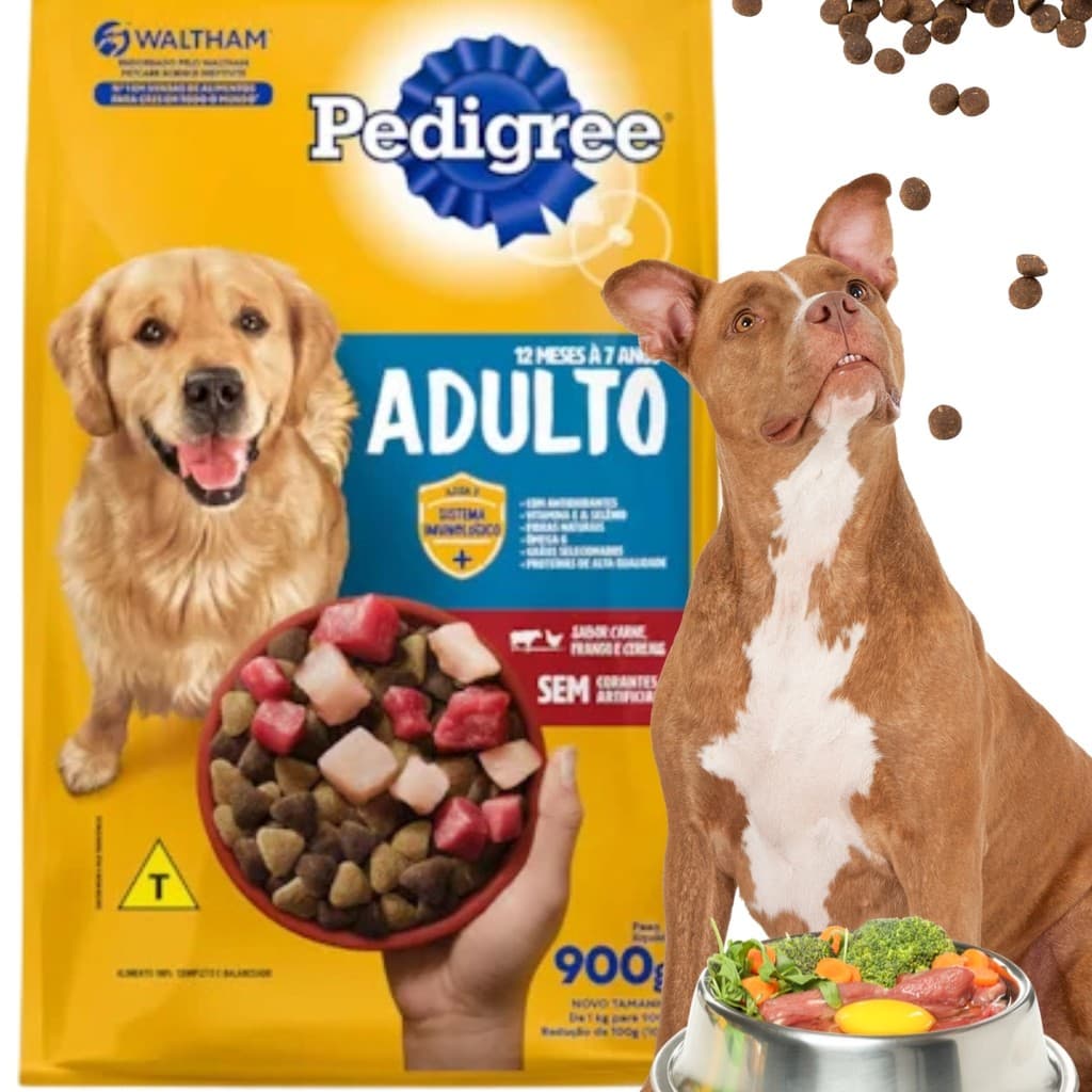 Ração Pedigree Carne e Vegetais Para Cães Adultos Raças Médias e Grandes 900g