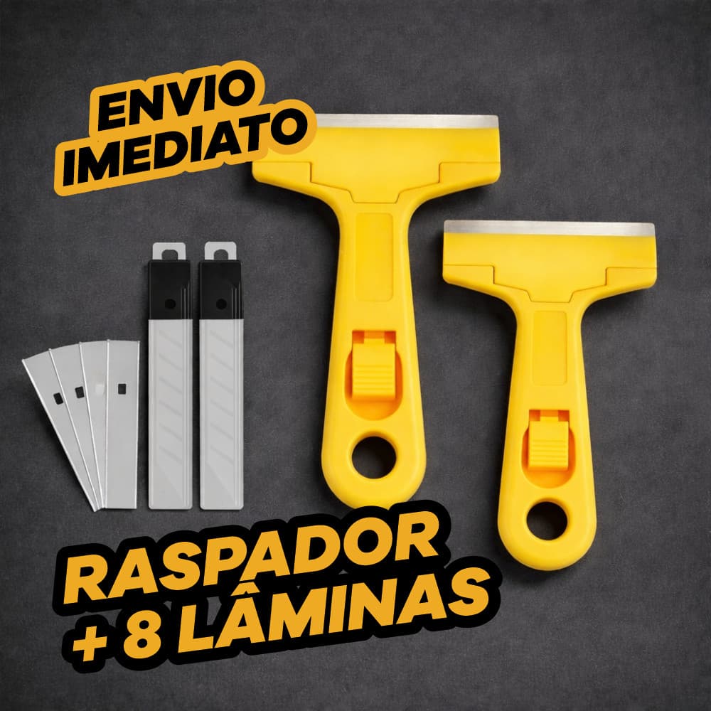 Estilete Raspador Profissional Tira Adesivo Cola Vidro Piso Fogao Parede 1 Unidade + 4 Lâminas Ou 2 Unidades + 8 Lâminas